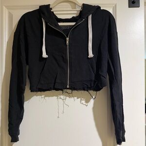 KatieJ NYC Black Hoodie with White Label Print